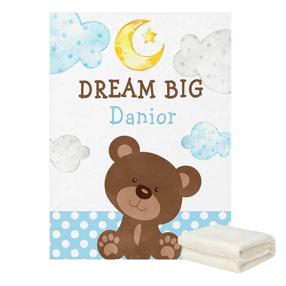 Personalized Bear Name Blanket – Soft, Custom Baby Gift-Children Cloth Shop