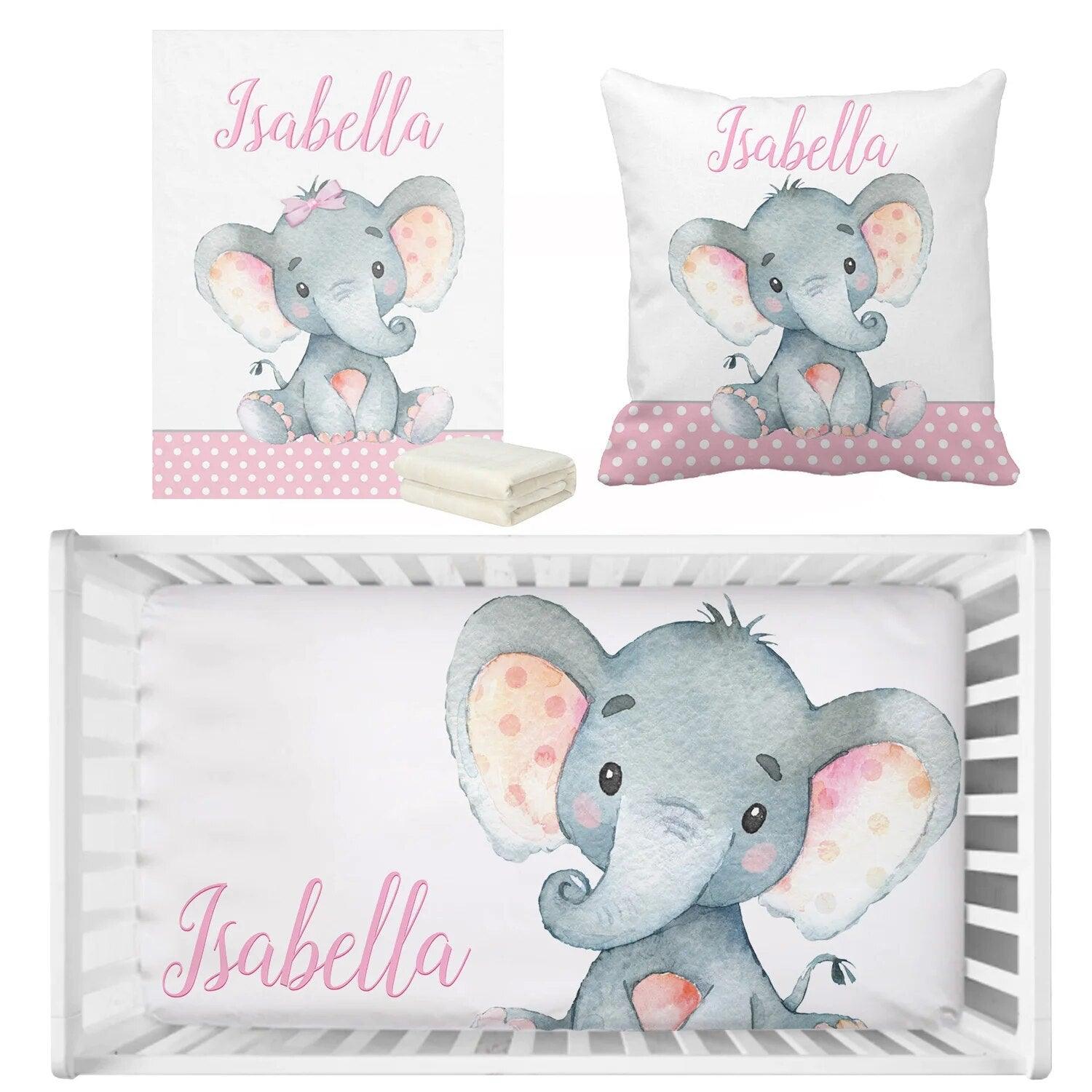 Personalized Elephant Crib Set-Children Cloth Shop