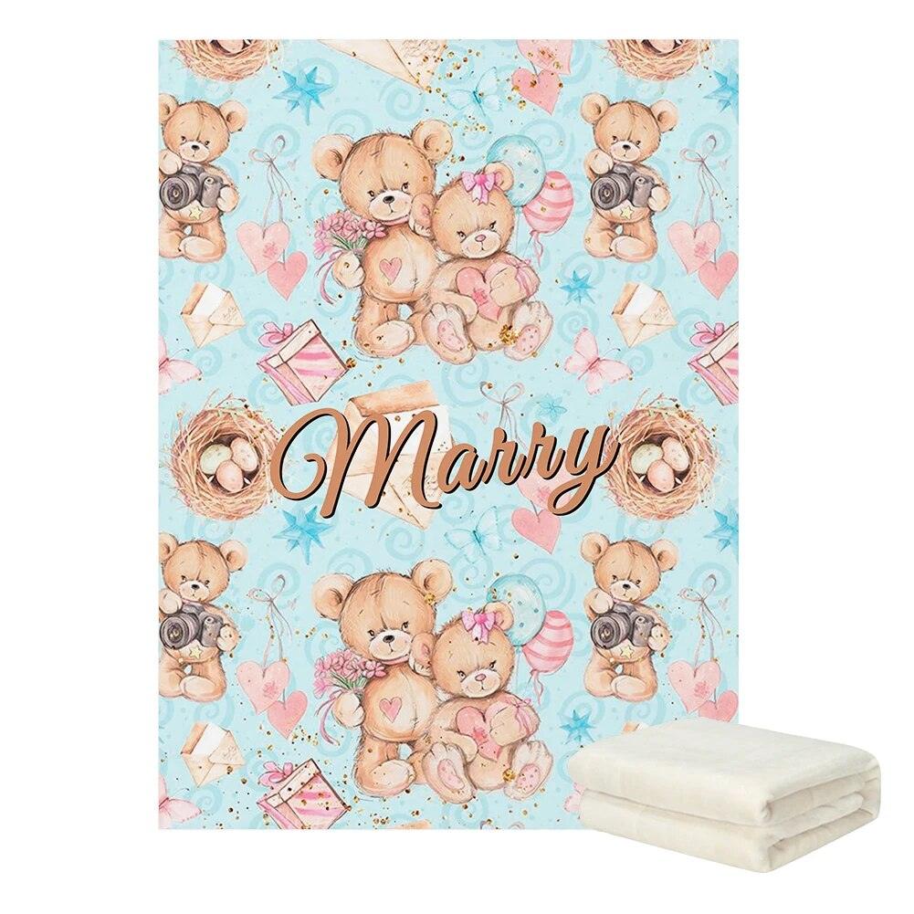 Bear Name Baby Blanket-Children Cloth Shop