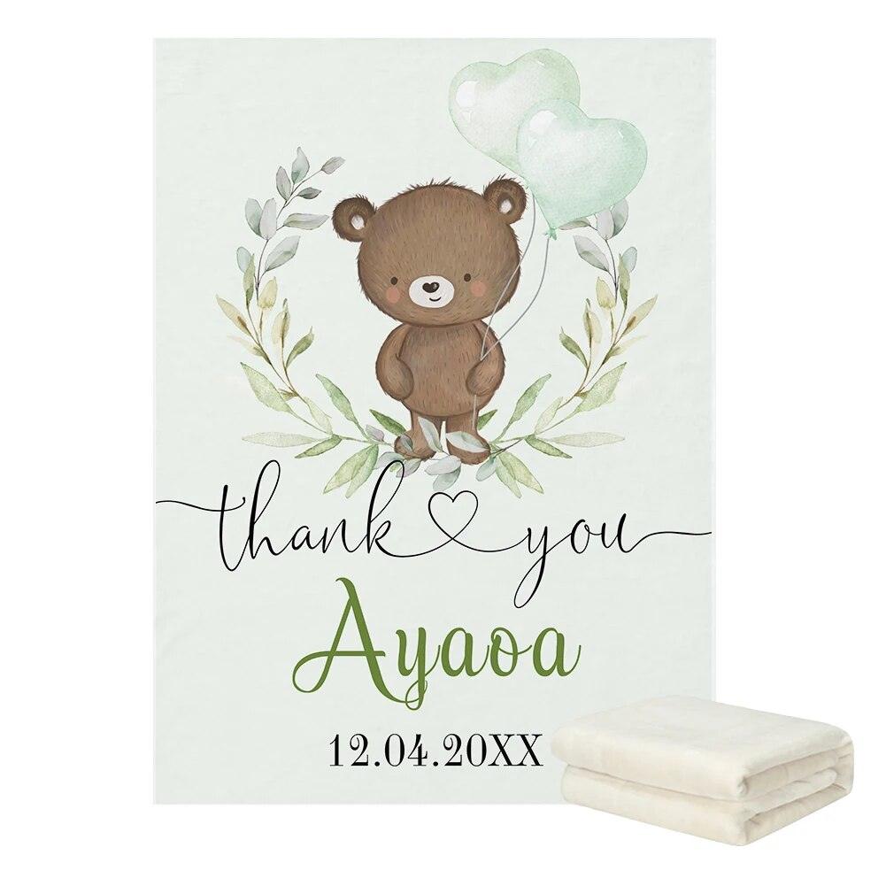 Floral Bear Name Blanket-Children Cloth Shop