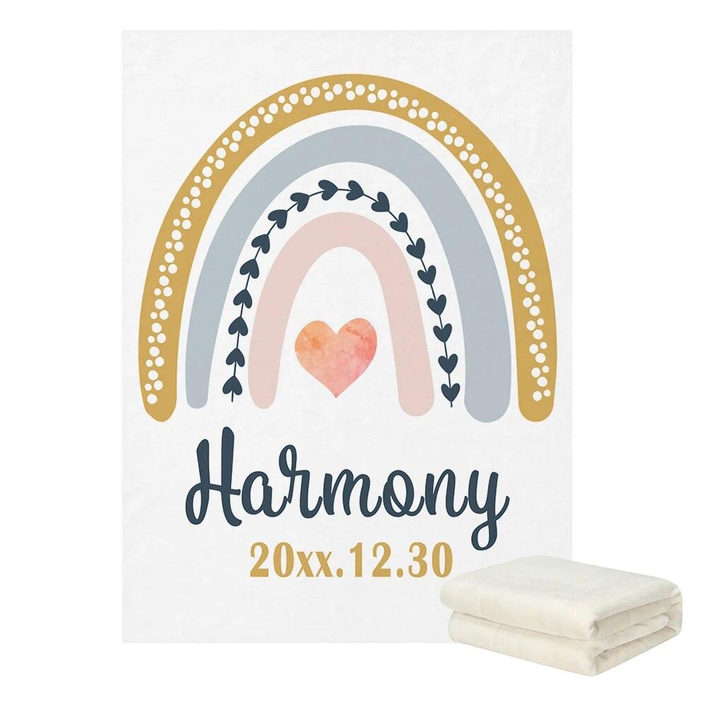 Personalized Name Boho Rainbow Blanket-Children Cloth Shop