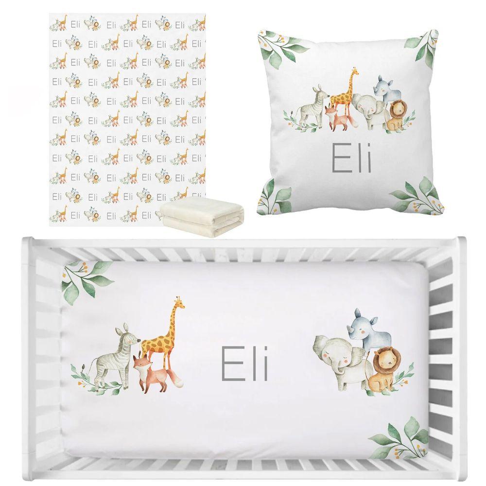 Personalized Jungle Crib Set-Children Cloth Shop