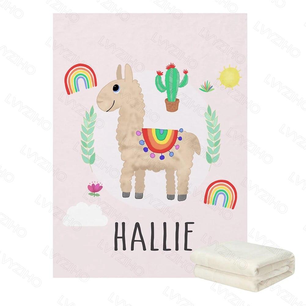 Personalized Llama Rainbow Blanket-Children Cloth Shop