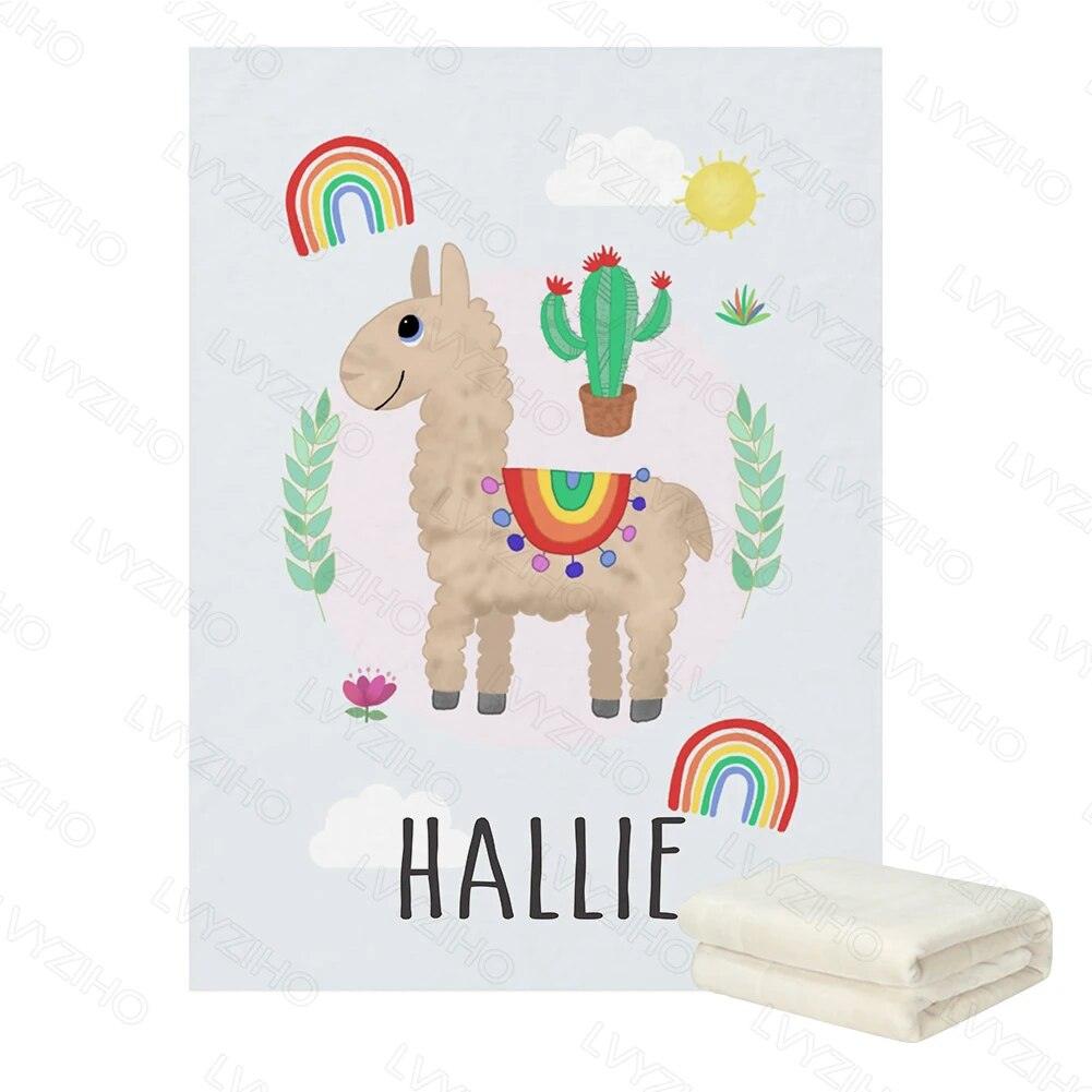 Personalized Llama Rainbow Blanket-Children Cloth Shop