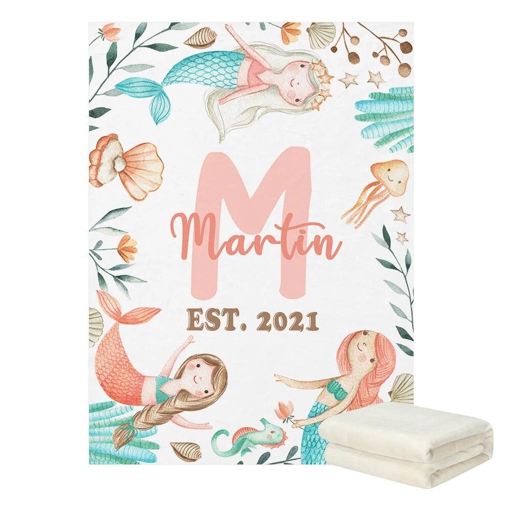 Personalized Name Mermaid Blanket-Children Cloth Shop