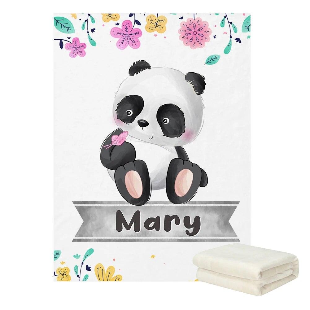 Playful Panda Name Blanket-Children Cloth Shop