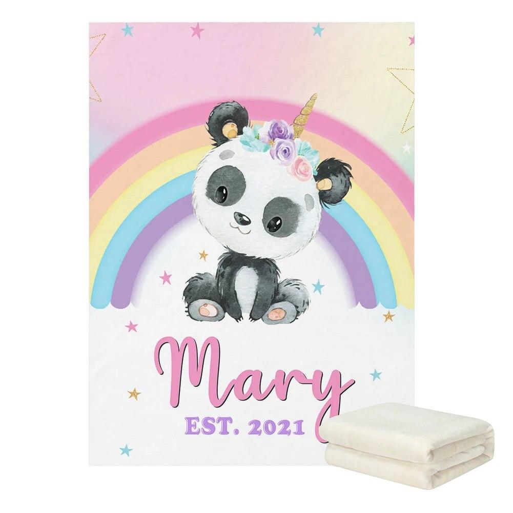 Playful Panda Name Blanket-Children Cloth Shop