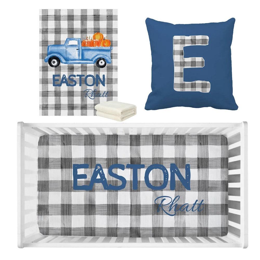 Plaid Truck Crib Set-Children Cloth Shop