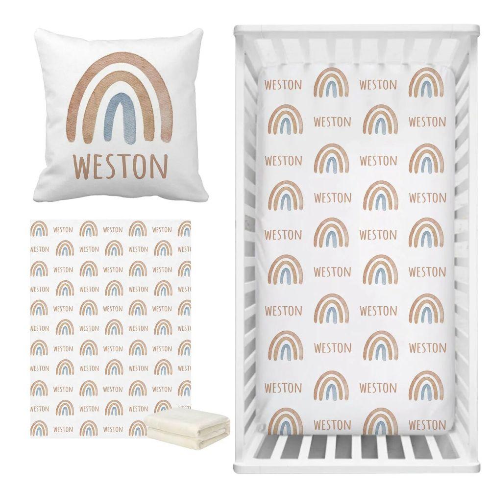 Personalized Rainbow Crib Bedding-Children Cloth Shop