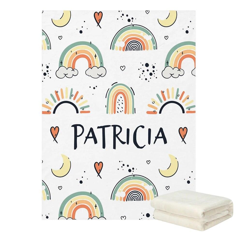 Custom Name Rainbow Blanket for Kids Room Decor-Children Cloth Shop