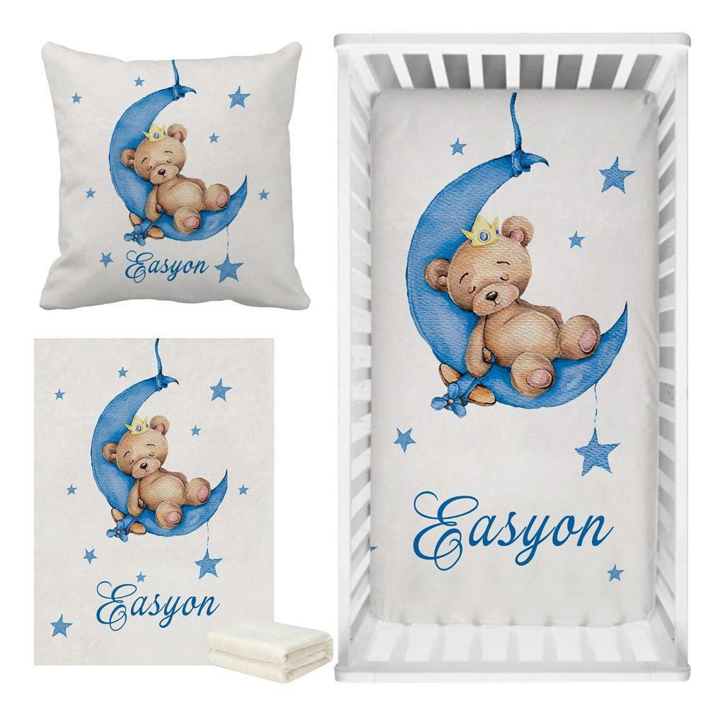 Custom Custom Sleeping Bear Crib Bedding-Children Cloth Shop