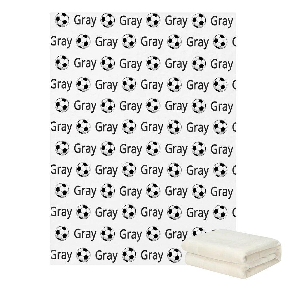 Personalized Soccer Blanket – Custom Baby Gift with Name-Children Cloth Shop