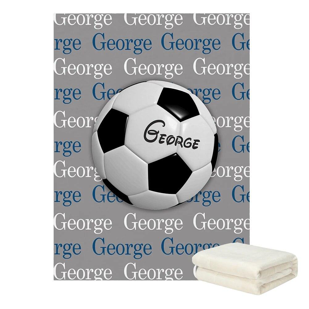 Personalized Soccer Blanket – Custom Baby Gift with Name-Children Cloth Shop
