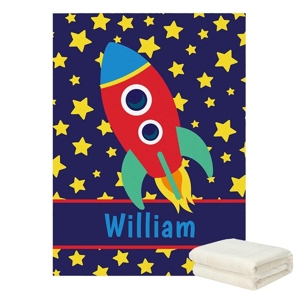 Custom Rocket Space Blanket-Children Cloth Shop