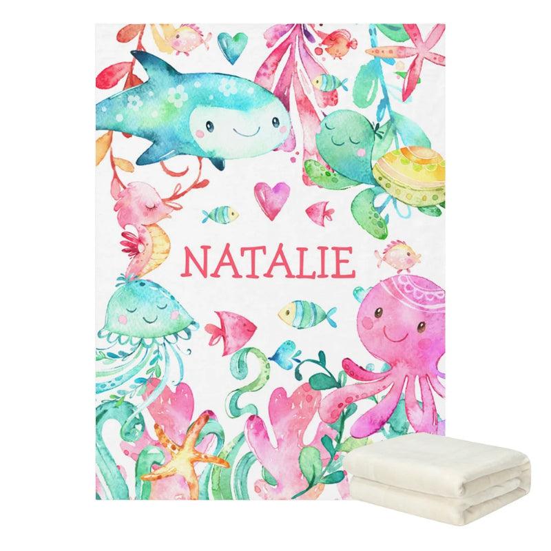 Underwater Baby Blanket – Personalized Sea Life Fleece for Kids-Children Cloth Shop