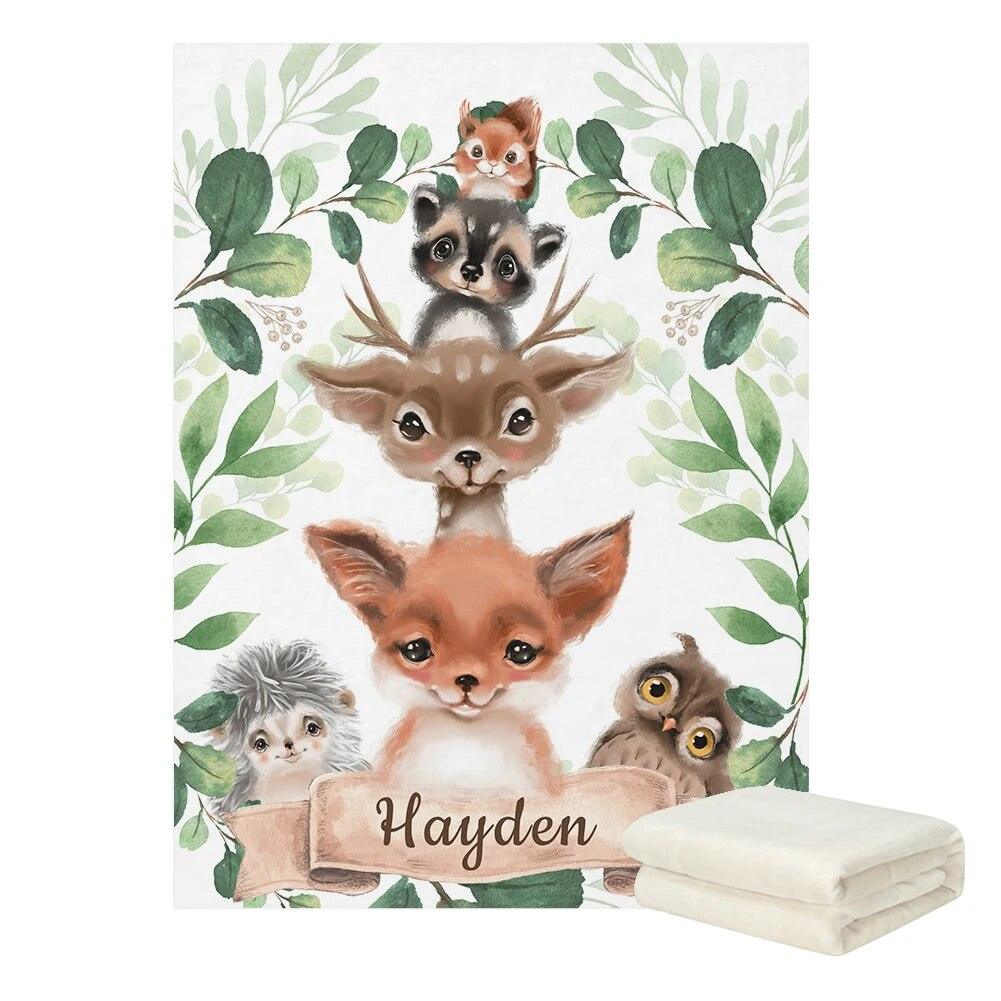 Personalized Woodland Name Blanket-Children Cloth Shop