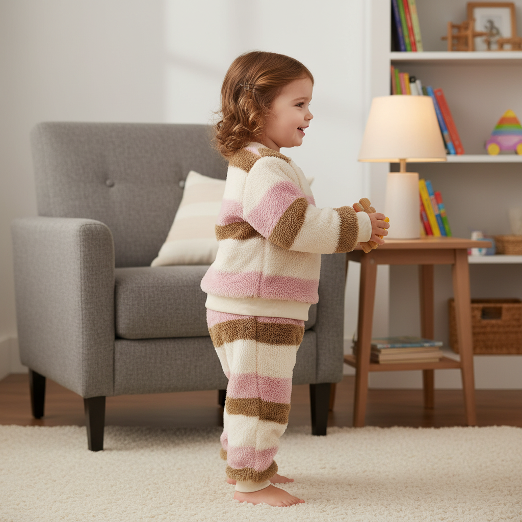 Girls Christmas Flannel Pajamas Set Thickened for Warm Winter Comfort