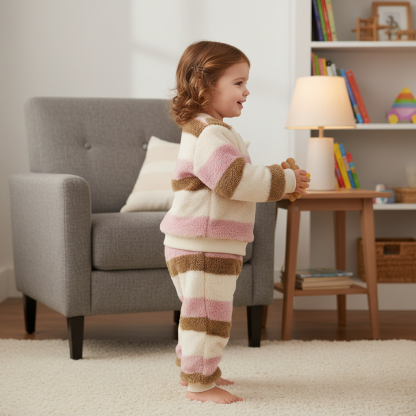 Girls Christmas Flannel Pajamas Set Thickened for Warm Winter Comfort