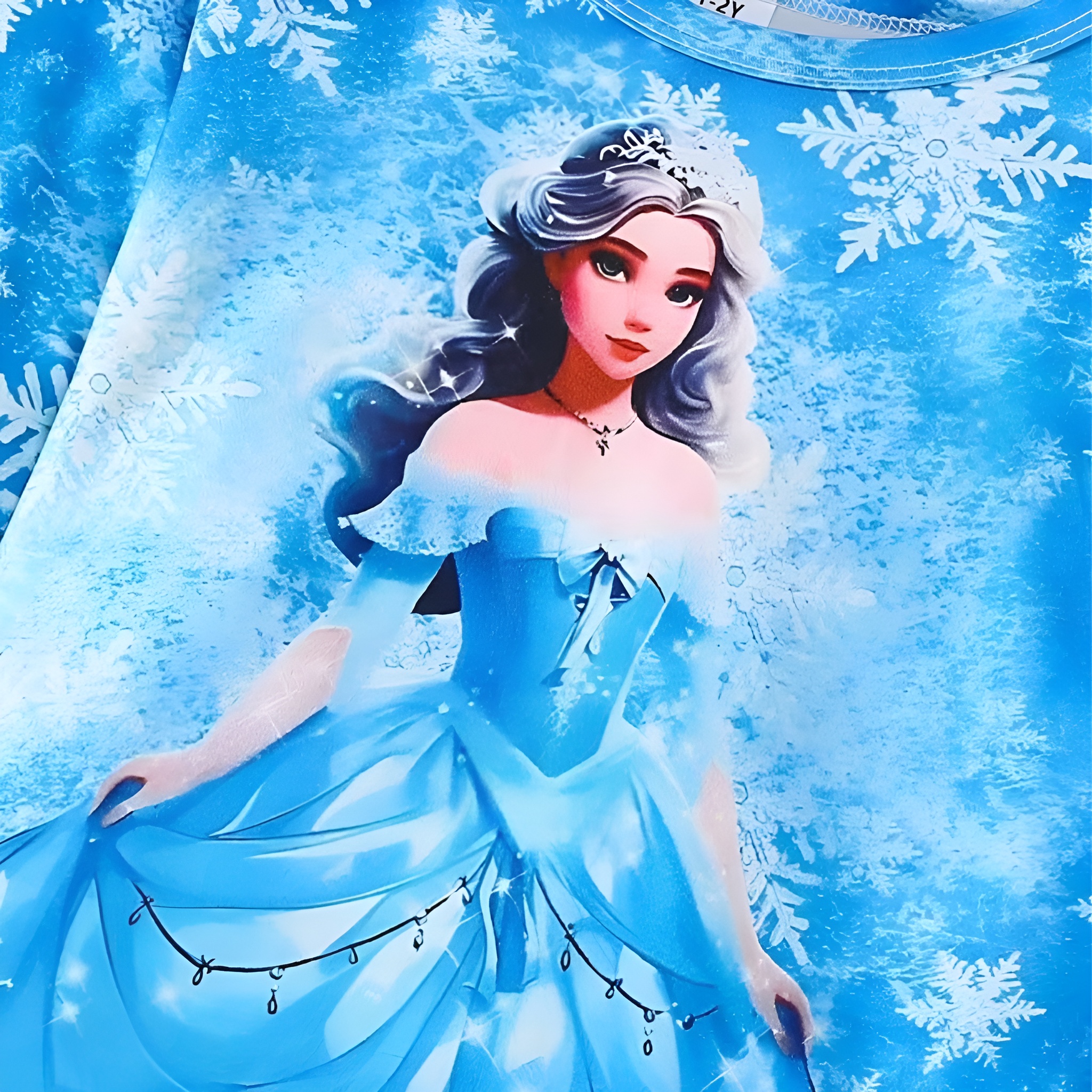 Princess And Snowflake Theme Pajama Set For Girls