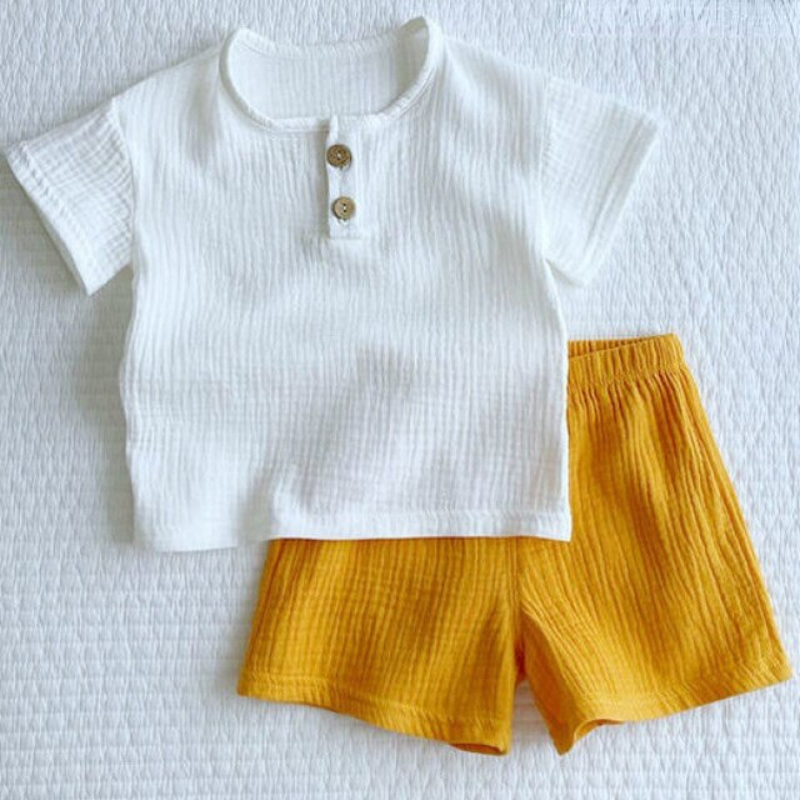 The Colored Linen Shorts Set-Children Cloth Shop