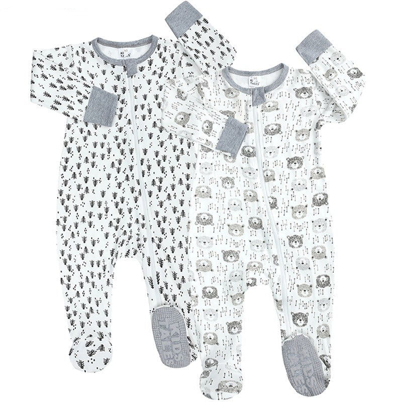 2 Pcs Full Sleeves Zipper Pajamas Rompers For Babies-Children Cloth Shop