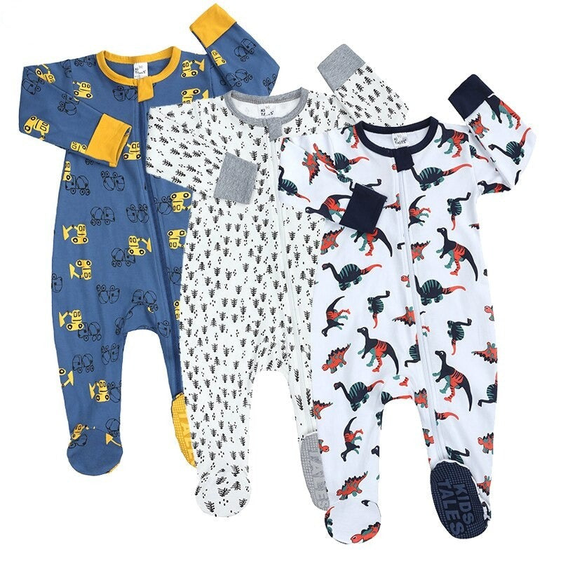 3 Pcs Full Sleeves Zipper Pajamas Rompers For Babies-Children Cloth Shop