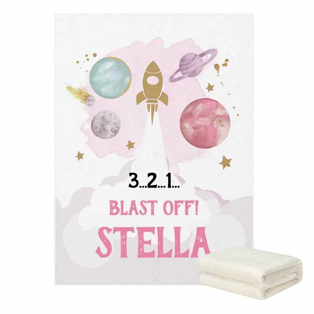 Rocket Ship Name Blanket-Children Cloth Shop