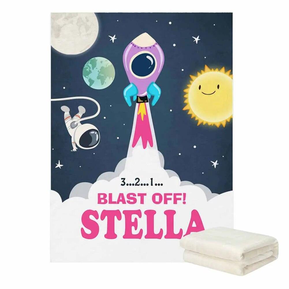 Rocket Ship Name Blanket-Children Cloth Shop