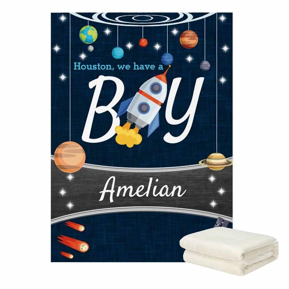 Rocket Ship Name Blanket-Children Cloth Shop