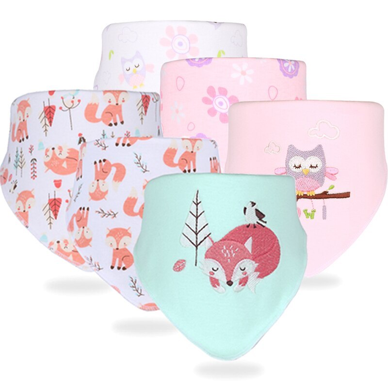 Set Of 6 Muslin Cotton Bibs For Infant-Children Cloth Shop