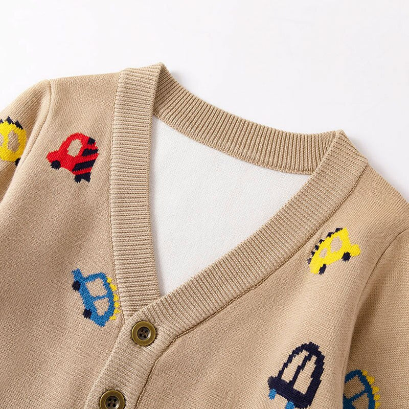 Boys Autumn Cartoon Printed Knitted Cardigan Jackets-Children Cloth Shop