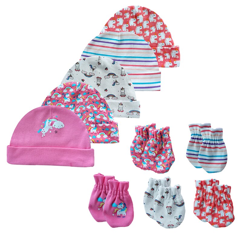 5 Sets Of 0-6 Month Newborn Hat And Gloves-Children Cloth Shop