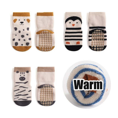 3-Pairs Non-Slip Warm Cotton Socks For Kids-Children Cloth Shop