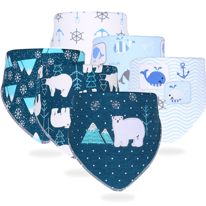 Set Of 6 Muslin Cotton Bibs For Infant-Children Cloth Shop