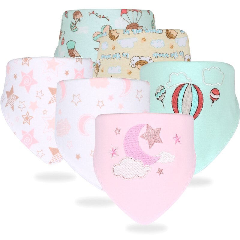 Set Of 6 Muslin Cotton Bibs For Infant-Children Cloth Shop