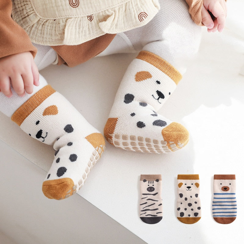 3-Pairs Non-Slip Warm Cotton Socks For Kids-Children Cloth Shop