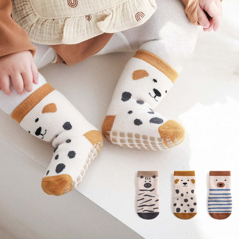 3-Pairs Non-Slip Warm Cotton Socks For Kids-Children Cloth Shop