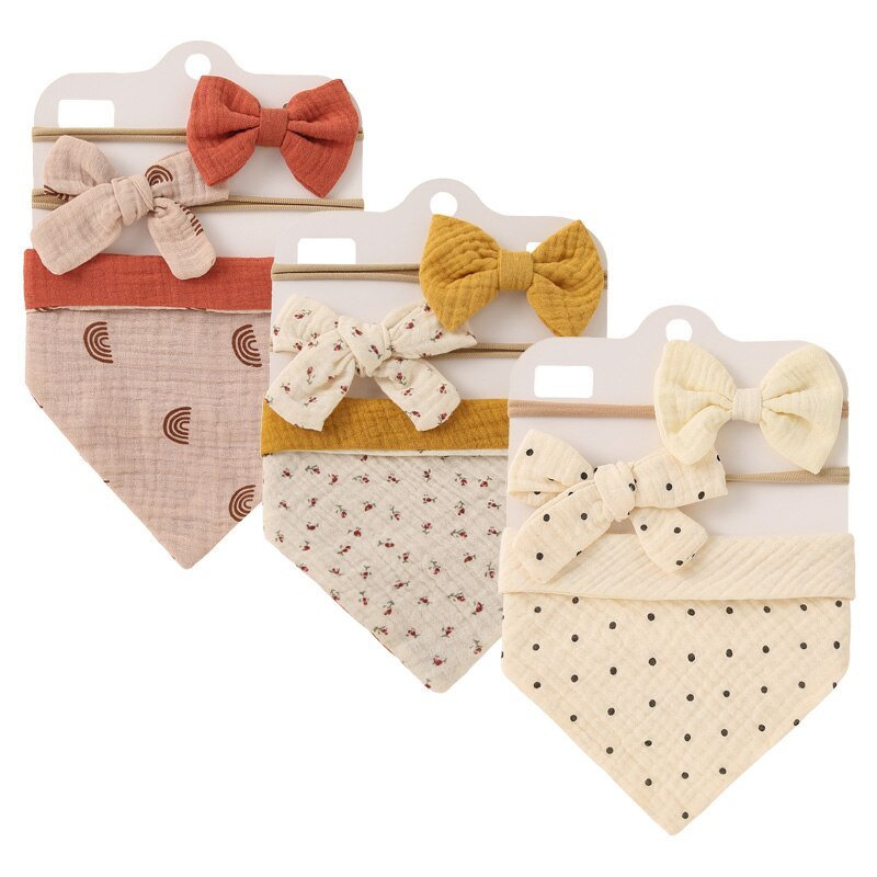 3 Set Of Baby Bibs With Headband-Children Cloth Shop