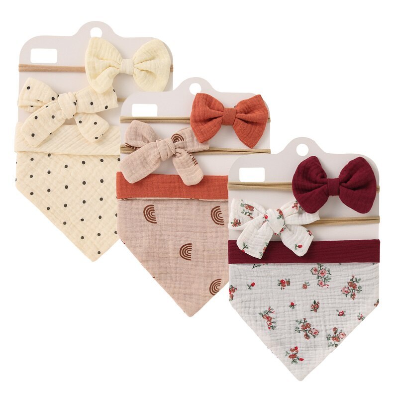 3 Set Of Baby Bibs With Headband-Children Cloth Shop