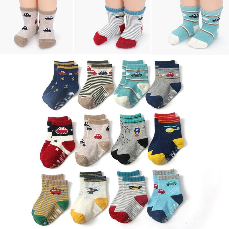 12 Pairs Non-Slip Autumn Winter Baby Socks Set-Children Cloth Shop