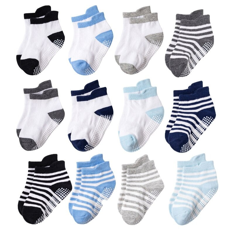 12 Pairs Non-Slip Autumn Winter Baby Socks Set-Children Cloth Shop