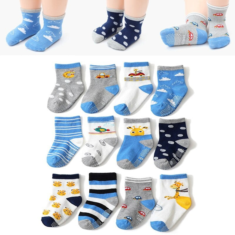 12 Pairs Non-Slip Autumn Winter Baby Socks Set-Children Cloth Shop