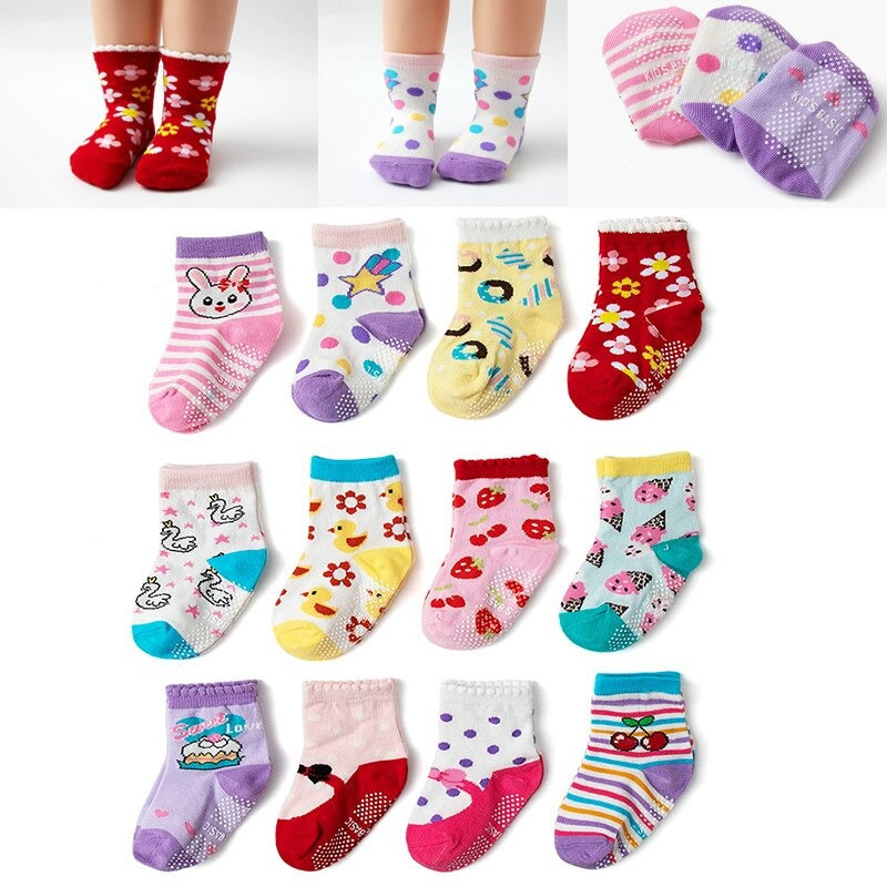 12 Pairs Non-Slip Autumn Winter Baby Socks Set-Children Cloth Shop