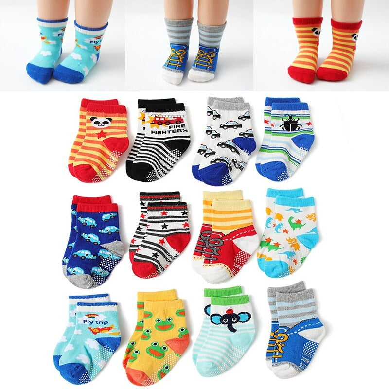 12 Pairs Non-Slip Autumn Winter Baby Socks Set-Children Cloth Shop