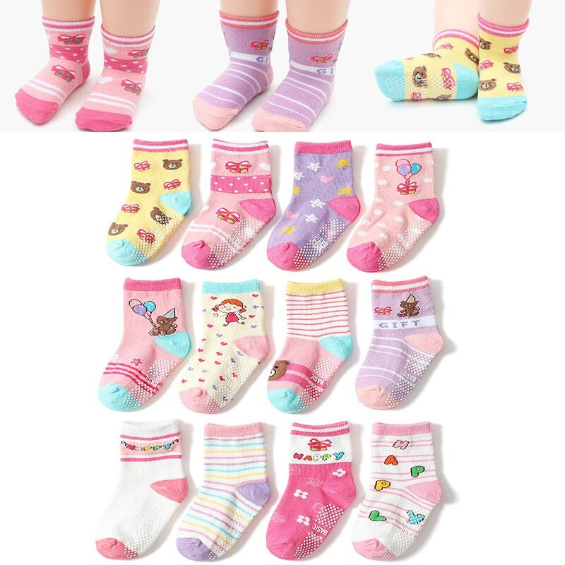 12 Pairs Non-Slip Autumn Winter Baby Socks Set-Children Cloth Shop