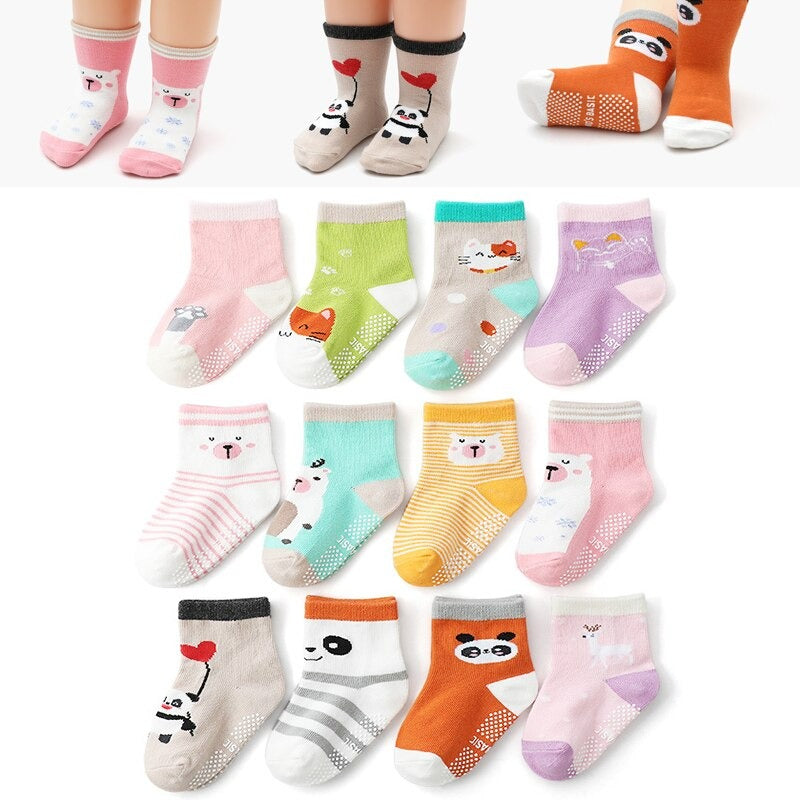 12 Pairs Non-Slip Autumn Winter Baby Socks Set-Children Cloth Shop