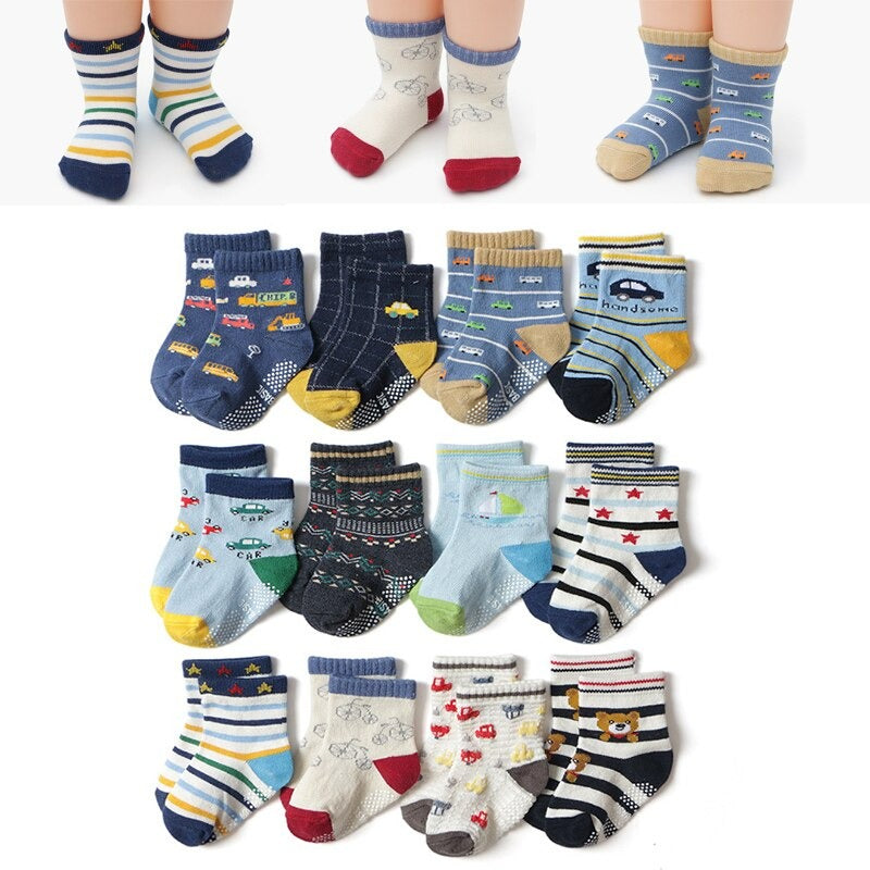 12 Pairs Non-Slip Autumn Winter Baby Socks Set-Children Cloth Shop