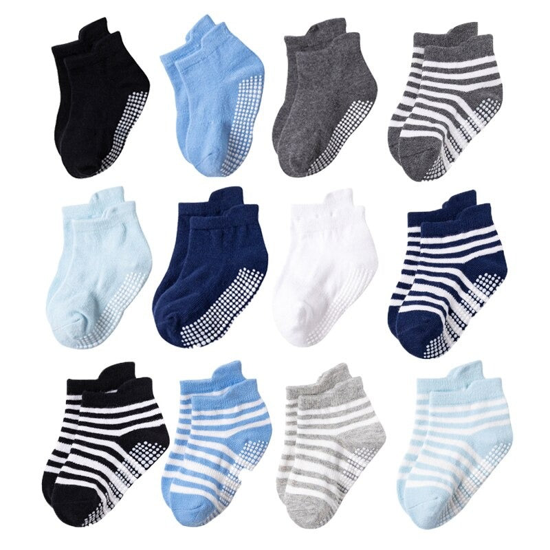 12 Pairs Non-Slip Autumn Winter Baby Socks Set-Children Cloth Shop