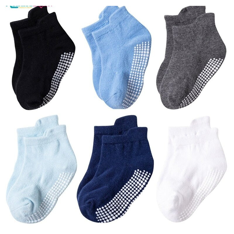 6 Pairs Of Anti-Slip Cotton Kids Socks-Children Cloth Shop