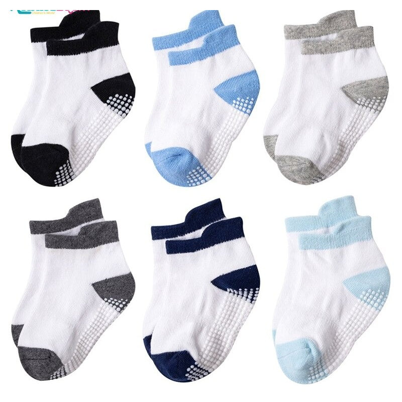 6 Pairs Of Anti-Slip Cotton Kids Socks-Children Cloth Shop